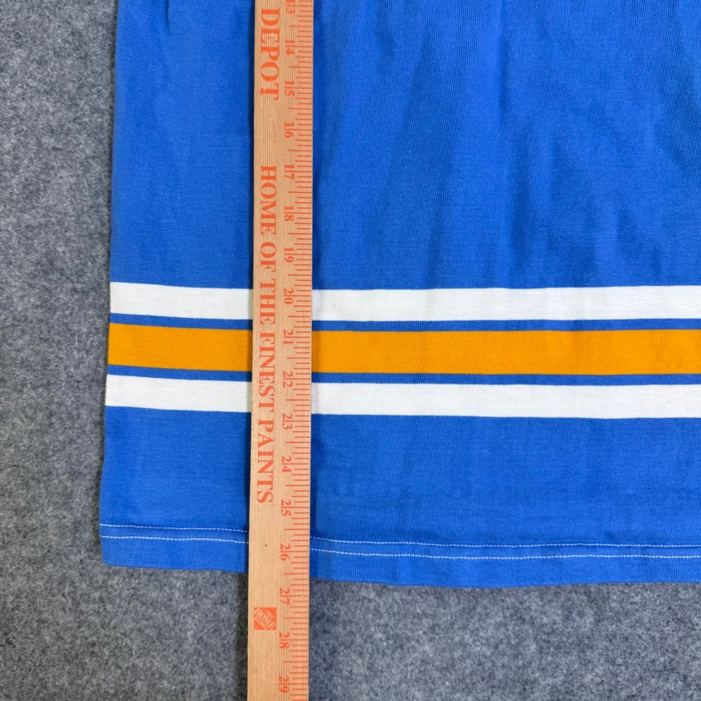 Vintage 80s Halbro Rugby Imports Mens Blue White Orange Striped Shirt USA Made M - Picture 7 of 8